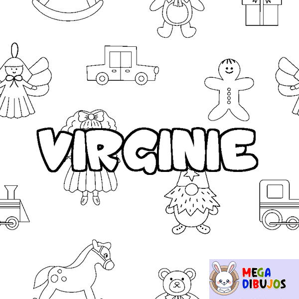 Coloraci&oacute;n del nombre VIRGINIE - decorado juguetes