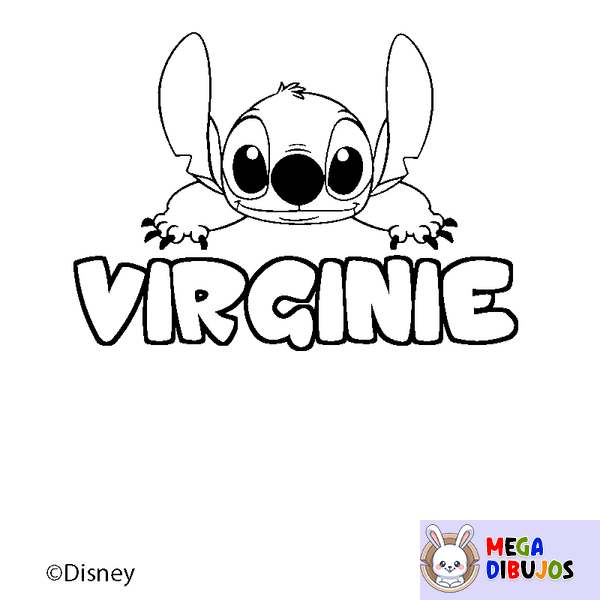 Coloraci&oacute;n del nombre VIRGINIE - decorado Stitch
