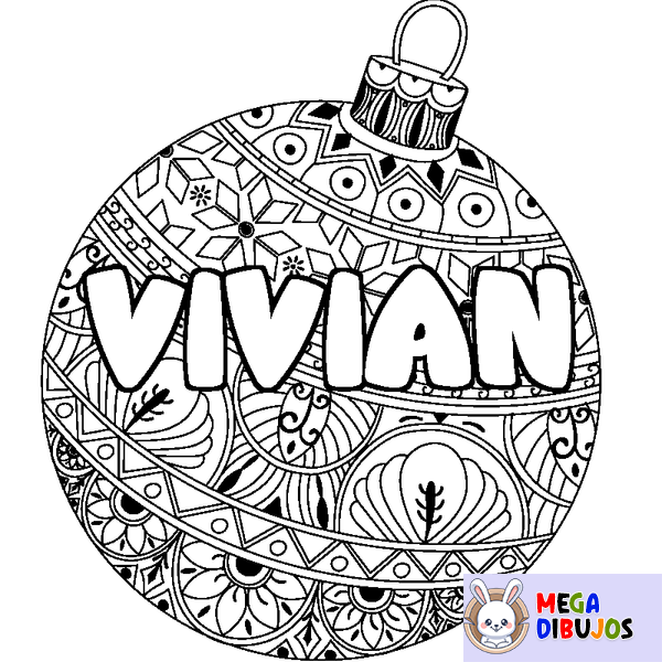 Coloraci&oacute;n del nombre VIVIAN - decorado bola de Navidad