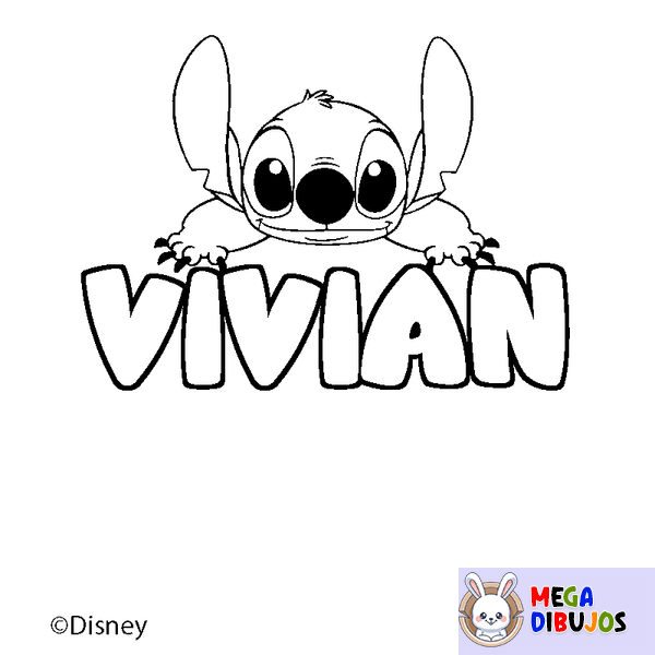 Coloraci&oacute;n del nombre VIVIAN - decorado Stitch