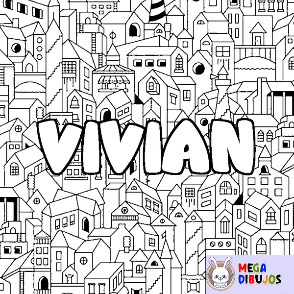 Coloraci&oacute;n del nombre VIVIAN - decorado ciudad