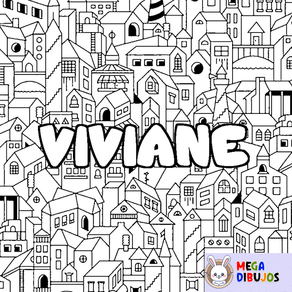 Coloraci&oacute;n del nombre VIVIANE - decorado ciudad