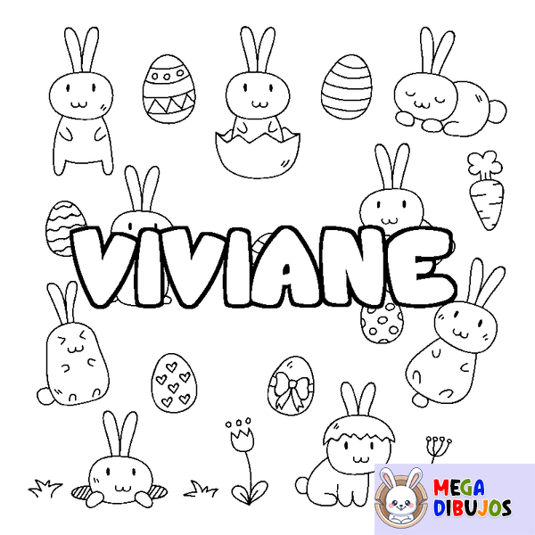 Coloraci&oacute;n del nombre VIVIANE - decorado Pascua