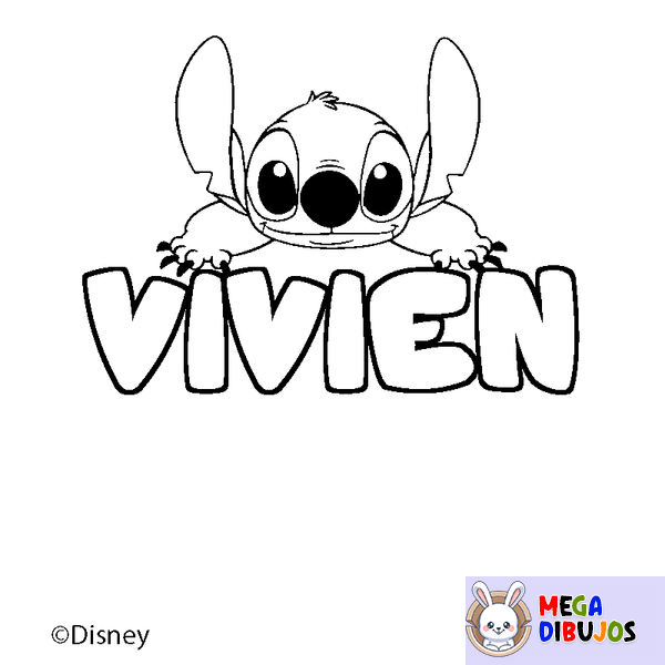 Coloraci&oacute;n del nombre VIVIEN - decorado Stitch