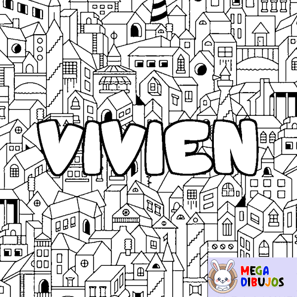 Coloraci&oacute;n del nombre VIVIEN - decorado ciudad