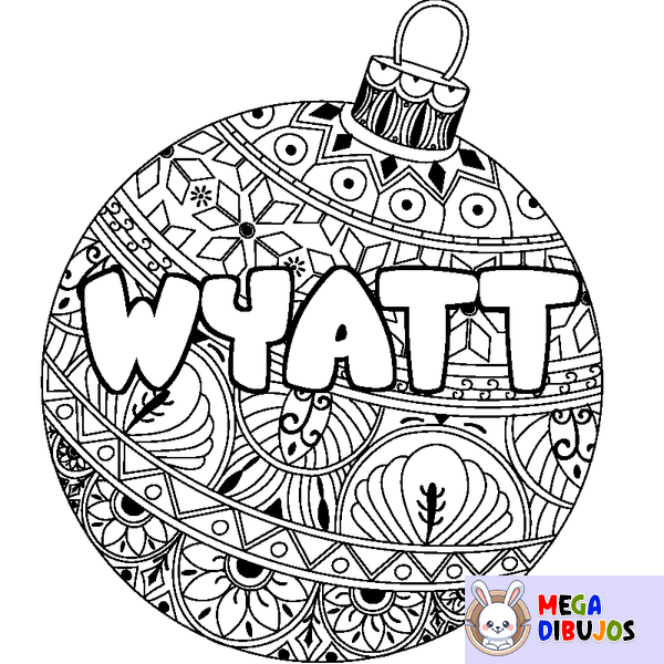 Coloraci&oacute;n del nombre WYATT - decorado bola de Navidad