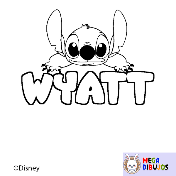 Coloraci&oacute;n del nombre WYATT - decorado Stitch