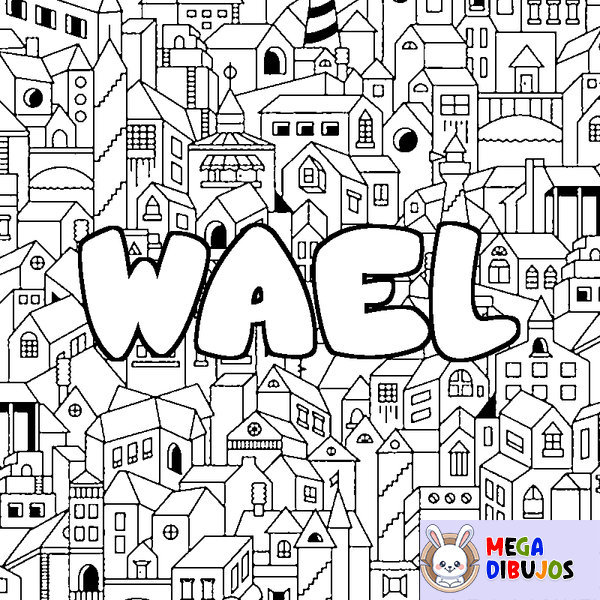 Coloraci&oacute;n del nombre WAEL - decorado ciudad