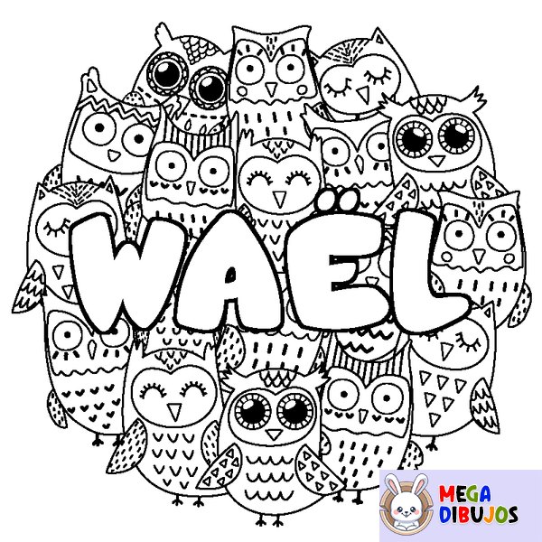 Coloraci&oacute;n del nombre WA&Euml;L - decorado b&uacute;hos