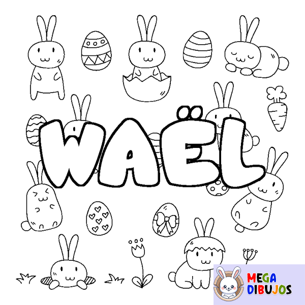 Coloraci&oacute;n del nombre WA&Euml;L - decorado Pascua