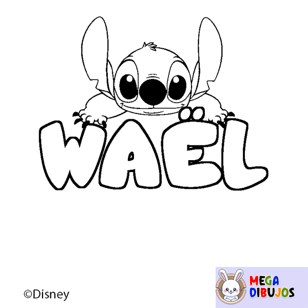 Coloraci&oacute;n del nombre WA&Euml;L - decorado Stitch