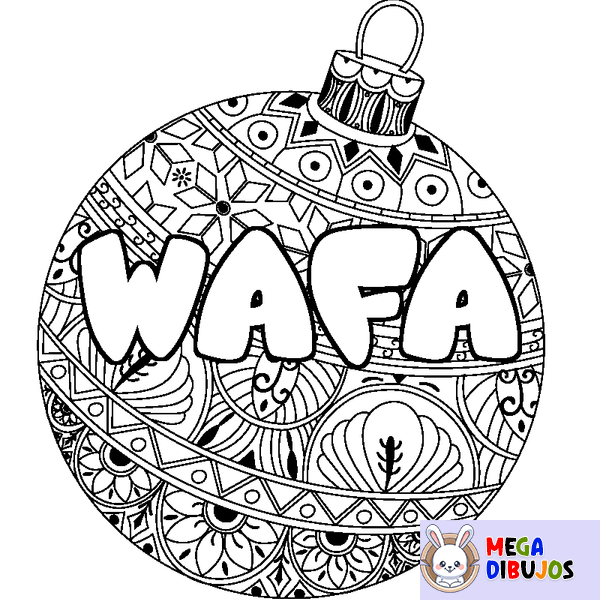 Coloraci&oacute;n del nombre WAFA - decorado bola de Navidad