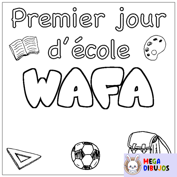 Coloraci&oacute;n del nombre WAFA - decorado primer d&iacute;a de escuela