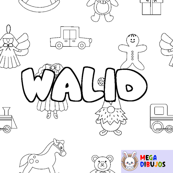 Coloraci&oacute;n del nombre WALID - decorado juguetes