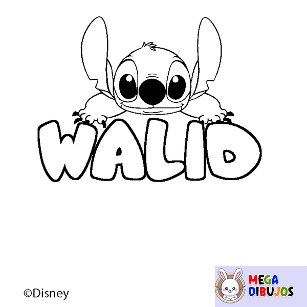 Coloraci&oacute;n del nombre WALID - decorado Stitch