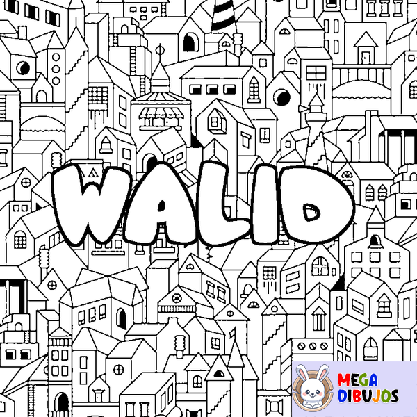Coloraci&oacute;n del nombre WALID - decorado ciudad