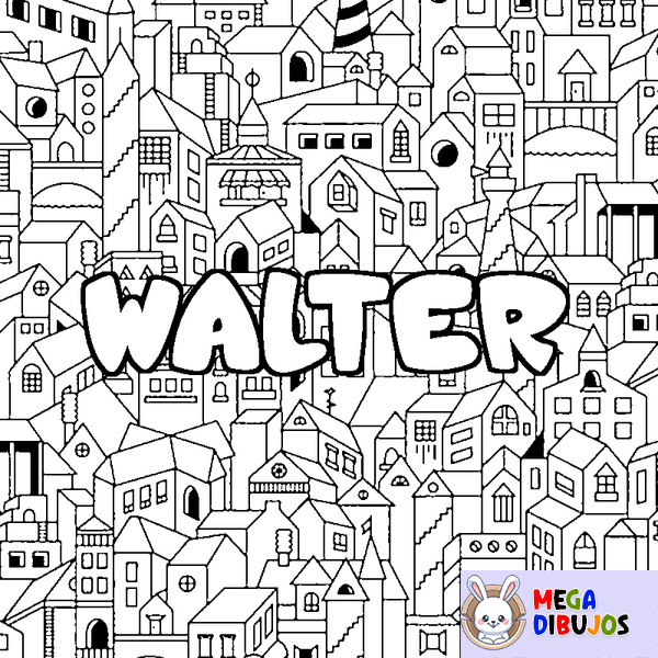 Coloraci&oacute;n del nombre WALTER - decorado ciudad