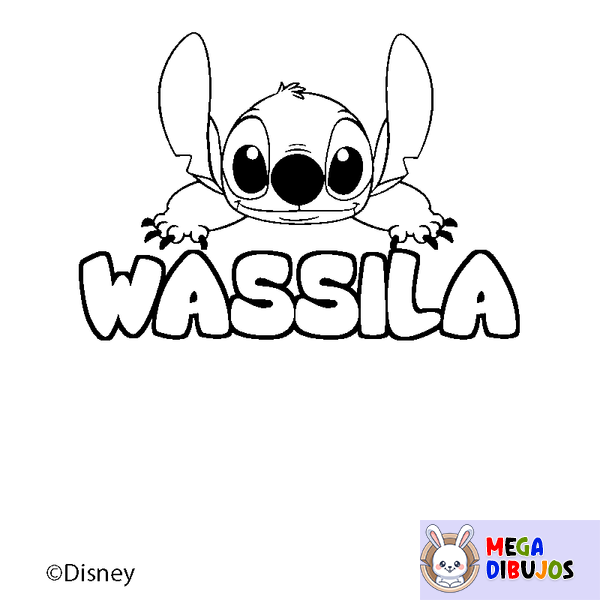 Coloraci&oacute;n del nombre WASSILA - decorado Stitch