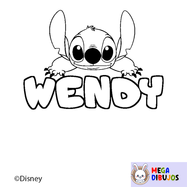 Coloraci&oacute;n del nombre WENDY - decorado Stitch