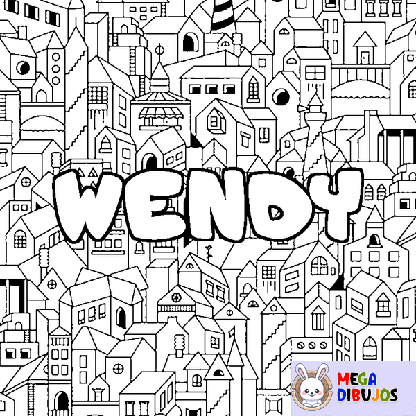Coloraci&oacute;n del nombre WENDY - decorado ciudad