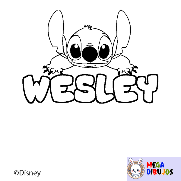 Coloraci&oacute;n del nombre WESLEY - decorado Stitch