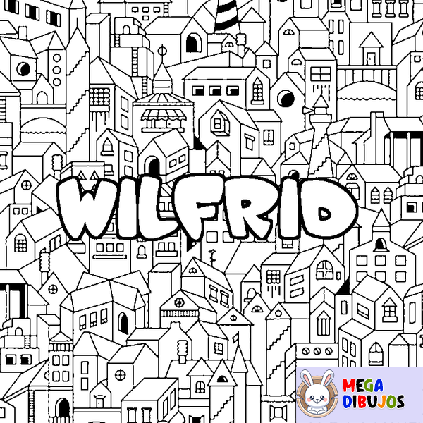 Coloraci&oacute;n del nombre WILFRID - decorado ciudad