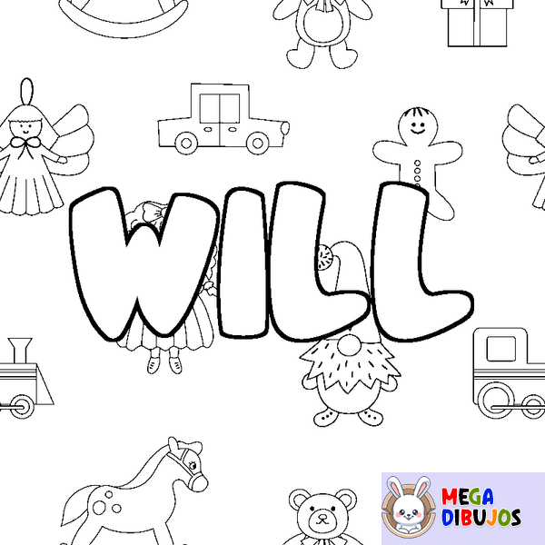 Coloraci&oacute;n del nombre WILL - decorado juguetes