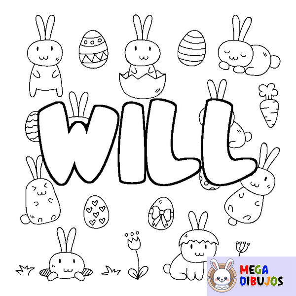 Coloraci&oacute;n del nombre WILL - decorado Pascua