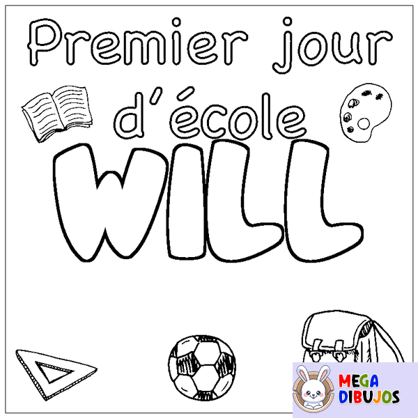 Coloraci&oacute;n del nombre WILL - decorado primer d&iacute;a de escuela