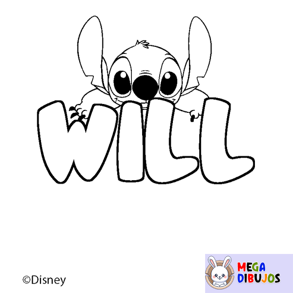 Coloraci&oacute;n del nombre WILL - decorado Stitch