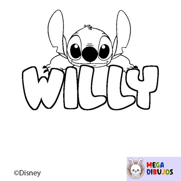Coloraci&oacute;n del nombre WILLY - decorado Stitch