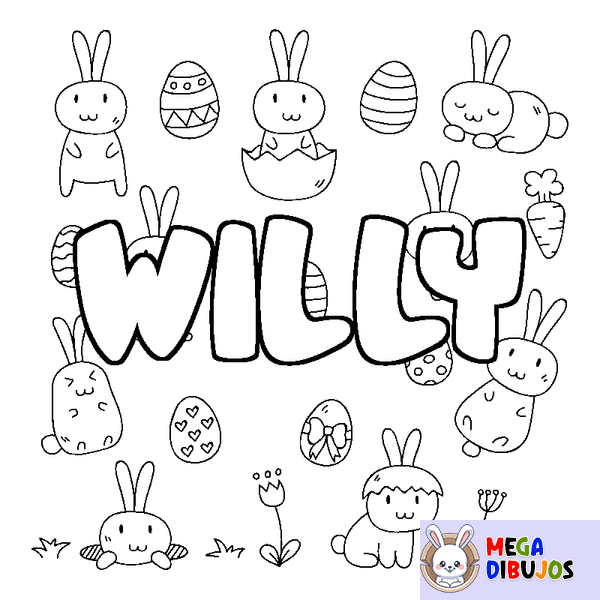 Coloraci&oacute;n del nombre WILLY - decorado Pascua