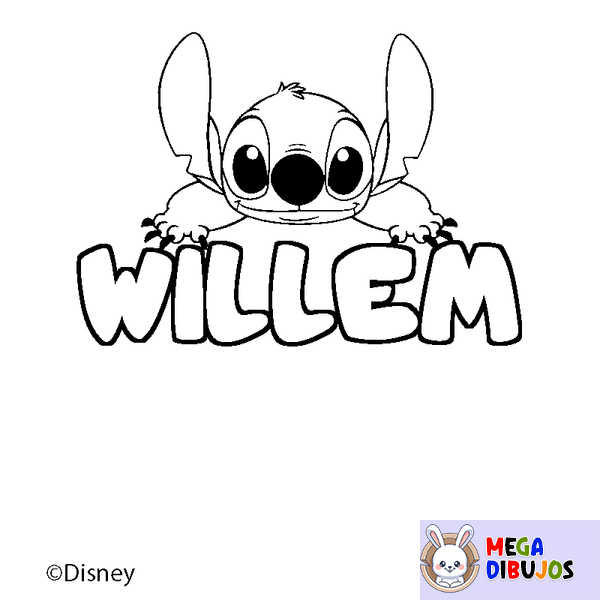 Coloraci&oacute;n del nombre WILLEM - decorado Stitch