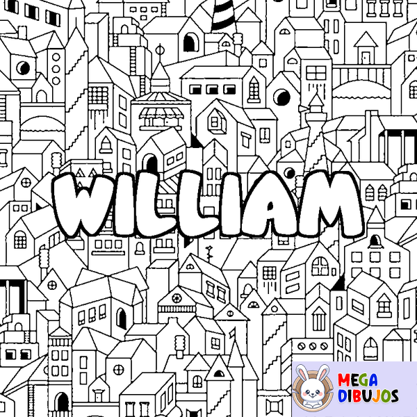 Coloraci&oacute;n del nombre WILLIAM - decorado ciudad