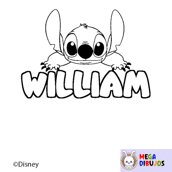 Coloraci&oacute;n del nombre WILLIAM - decorado Stitch