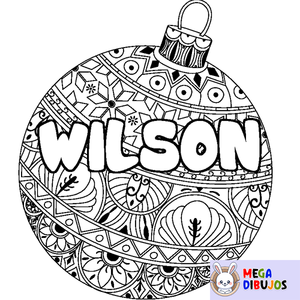 Coloraci&oacute;n del nombre WILSON - decorado bola de Navidad