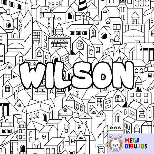 Coloraci&oacute;n del nombre WILSON - decorado ciudad