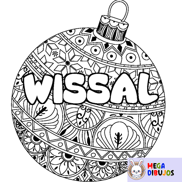 Coloraci&oacute;n del nombre WISSAL - decorado bola de Navidad