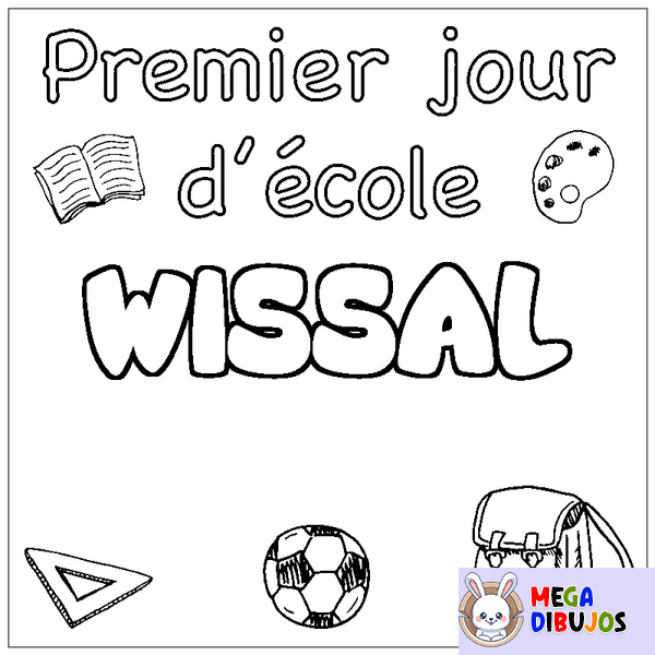 Coloraci&oacute;n del nombre WISSAL - decorado primer d&iacute;a de escuela