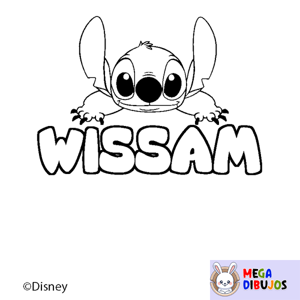 Coloraci&oacute;n del nombre WISSAM - decorado Stitch