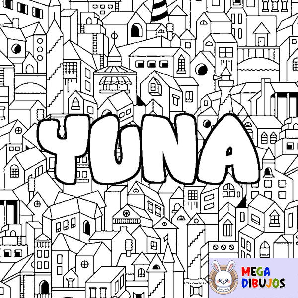 Coloraci&oacute;n del nombre YUNA - decorado ciudad