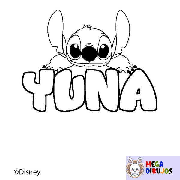Coloraci&oacute;n del nombre YUNA - decorado Stitch