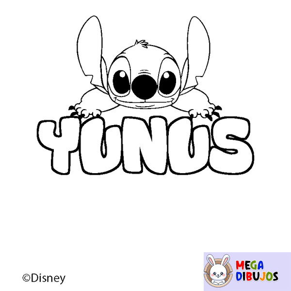 Coloraci&oacute;n del nombre YUNUS - decorado Stitch