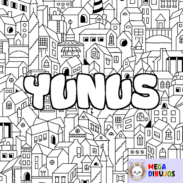 Coloraci&oacute;n del nombre YUNUS - decorado ciudad