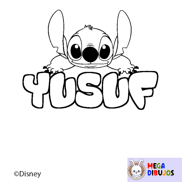 Coloraci&oacute;n del nombre YUSUF - decorado Stitch