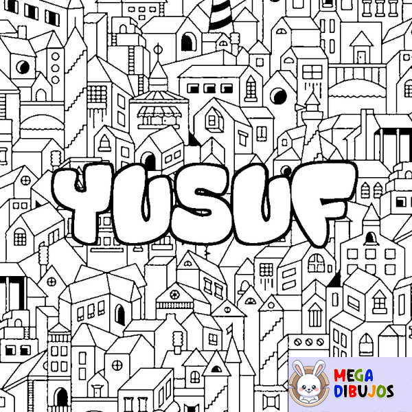 Coloraci&oacute;n del nombre YUSUF - decorado ciudad