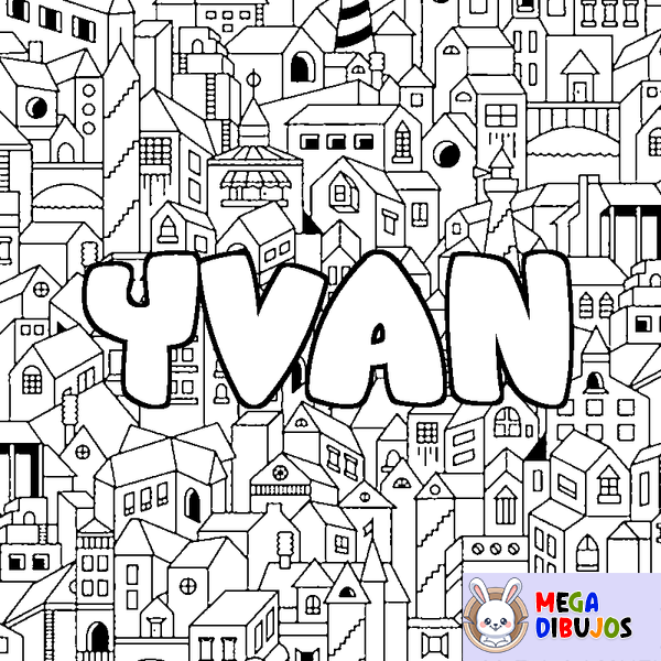 Coloraci&oacute;n del nombre YVAN - decorado ciudad