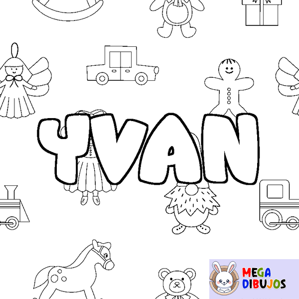 Coloraci&oacute;n del nombre YVAN - decorado juguetes