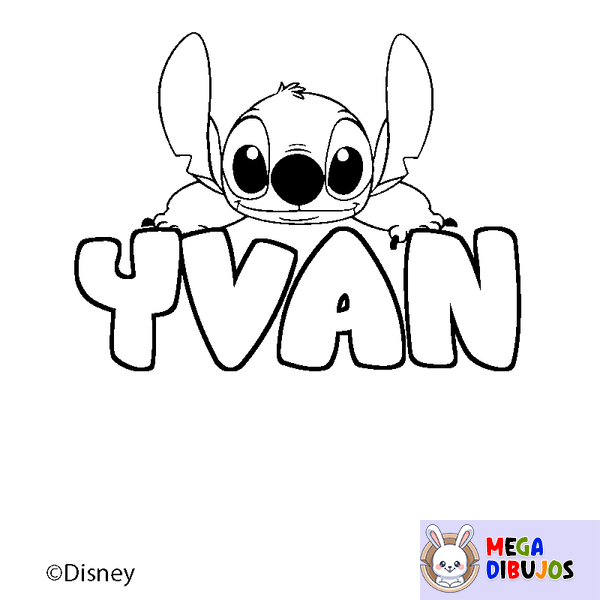 Coloraci&oacute;n del nombre YVAN - decorado Stitch