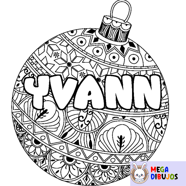 Coloraci&oacute;n del nombre YVANN - decorado bola de Navidad